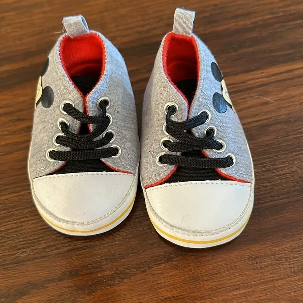 🎈🎈 3 pair of shoes all size 3-6 month. One Disney, 1 Gerber, one Child of Mine